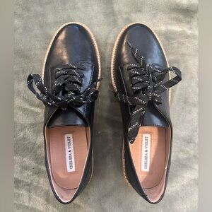 Chelsea & Violet Black Leather Lace-Up Shoes Size 9 1/2